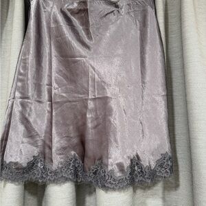 J. Crew Satin Lace-Trim Mini Skirt